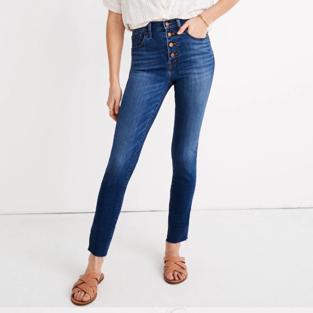 Madewell 10" High-Rise Skinny Crop Jean Button Front Tencel Denim Hayden Wash 26